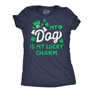 Womens Funny T Shirts My Dog Is My Lucky Charm Sarcastic St Patricks Day Tee For